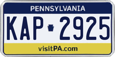 PA license plate KAP2925