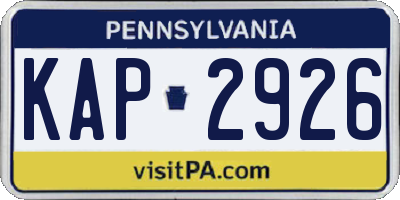 PA license plate KAP2926