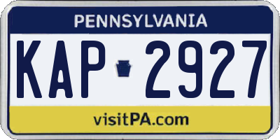 PA license plate KAP2927