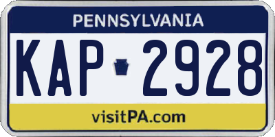 PA license plate KAP2928