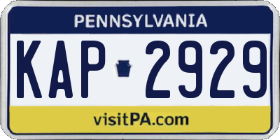 PA license plate KAP2929