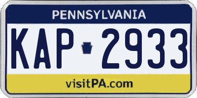 PA license plate KAP2933