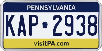 PA license plate KAP2938