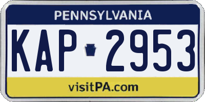 PA license plate KAP2953