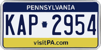 PA license plate KAP2954