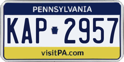 PA license plate KAP2957