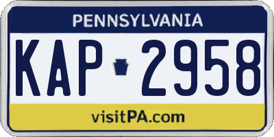 PA license plate KAP2958