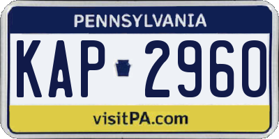 PA license plate KAP2960