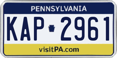 PA license plate KAP2961
