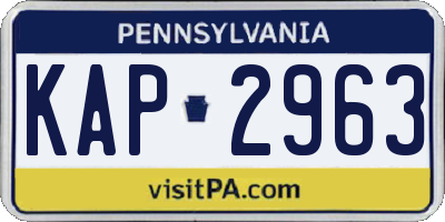 PA license plate KAP2963