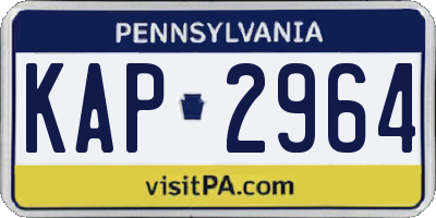 PA license plate KAP2964