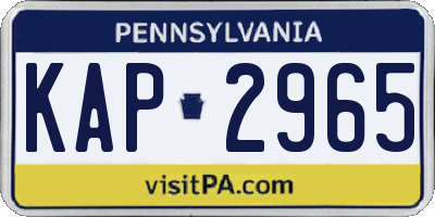 PA license plate KAP2965