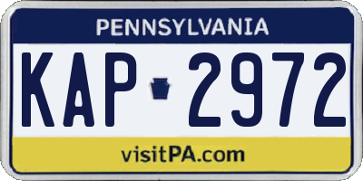 PA license plate KAP2972