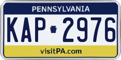 PA license plate KAP2976