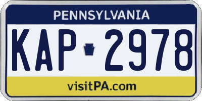 PA license plate KAP2978