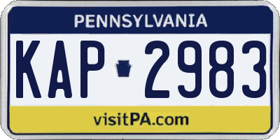 PA license plate KAP2983