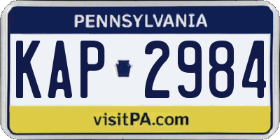 PA license plate KAP2984