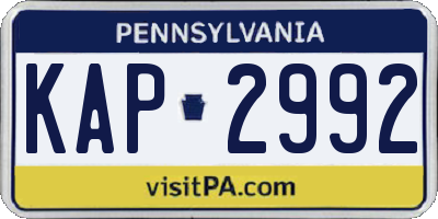 PA license plate KAP2992