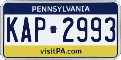 PA license plate KAP2993