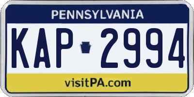 PA license plate KAP2994