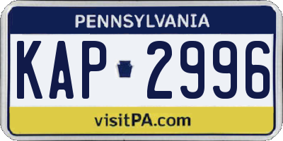 PA license plate KAP2996