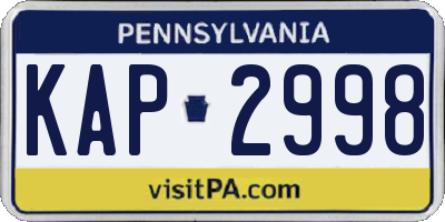 PA license plate KAP2998