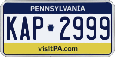 PA license plate KAP2999
