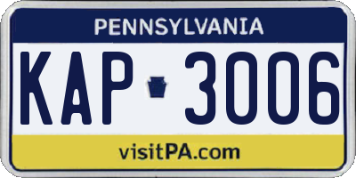 PA license plate KAP3006