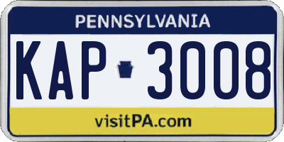 PA license plate KAP3008