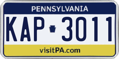 PA license plate KAP3011