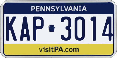 PA license plate KAP3014