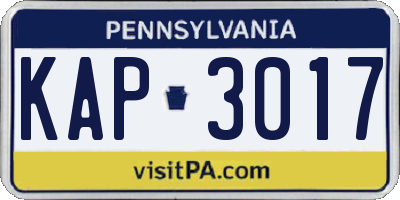 PA license plate KAP3017