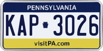 PA license plate KAP3026