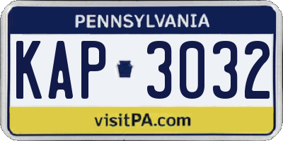 PA license plate KAP3032