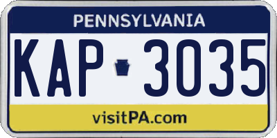 PA license plate KAP3035