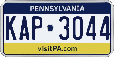 PA license plate KAP3044