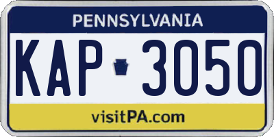 PA license plate KAP3050
