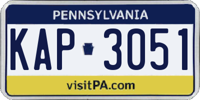 PA license plate KAP3051