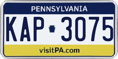 PA license plate KAP3075