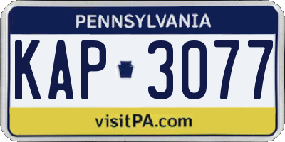 PA license plate KAP3077