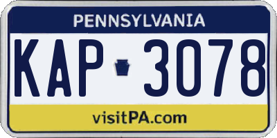 PA license plate KAP3078