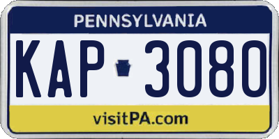 PA license plate KAP3080