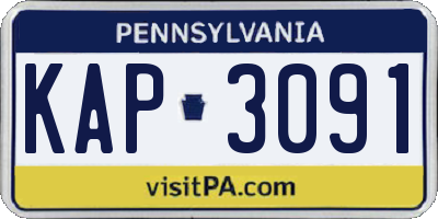 PA license plate KAP3091