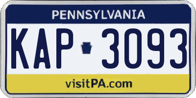 PA license plate KAP3093