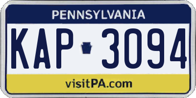 PA license plate KAP3094