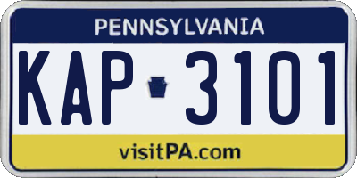 PA license plate KAP3101