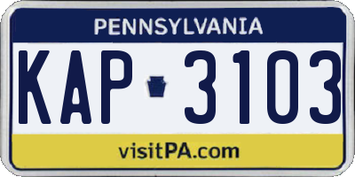 PA license plate KAP3103