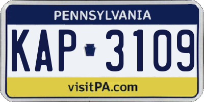 PA license plate KAP3109