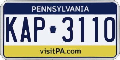 PA license plate KAP3110