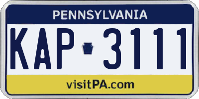 PA license plate KAP3111